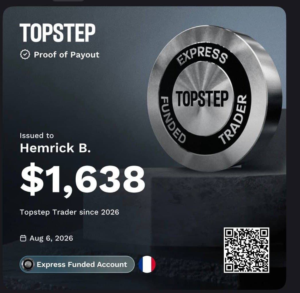 Preuve de paiement Topstep pour Hemrick B.